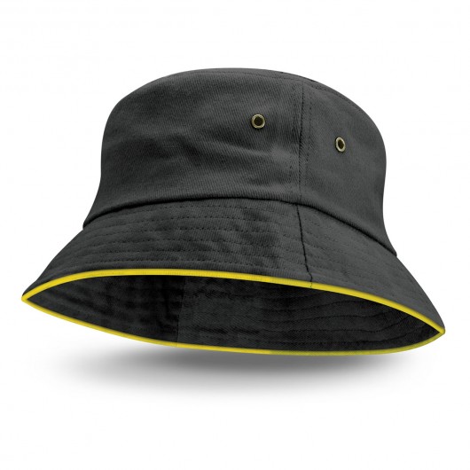 Black Yellow Coloured Trim Bucket Hats